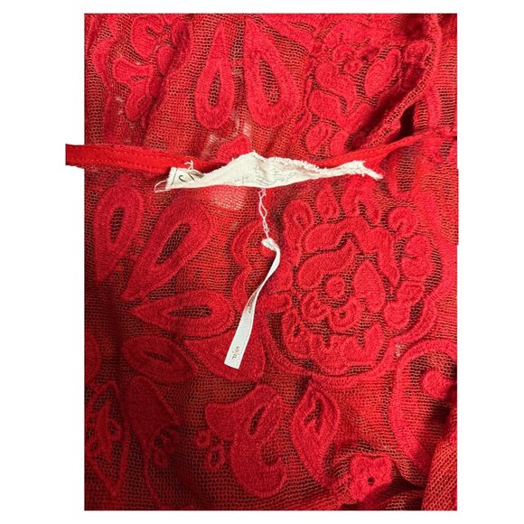 Free People Womens Red Lace Embroidered Tunic Dress By Jens Pirate Booty S - Picture 8 of 10